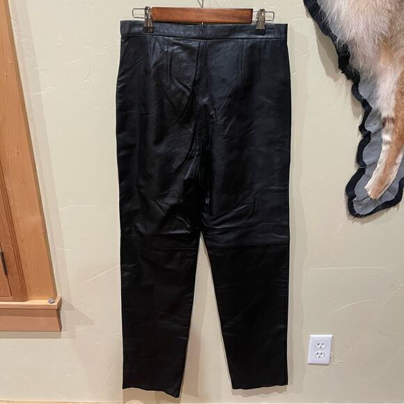 JLC Black Leather Pants Womens 12 Straight Fit Biker Moto Edgy Rebel Bikercore - Picture 2 of 9